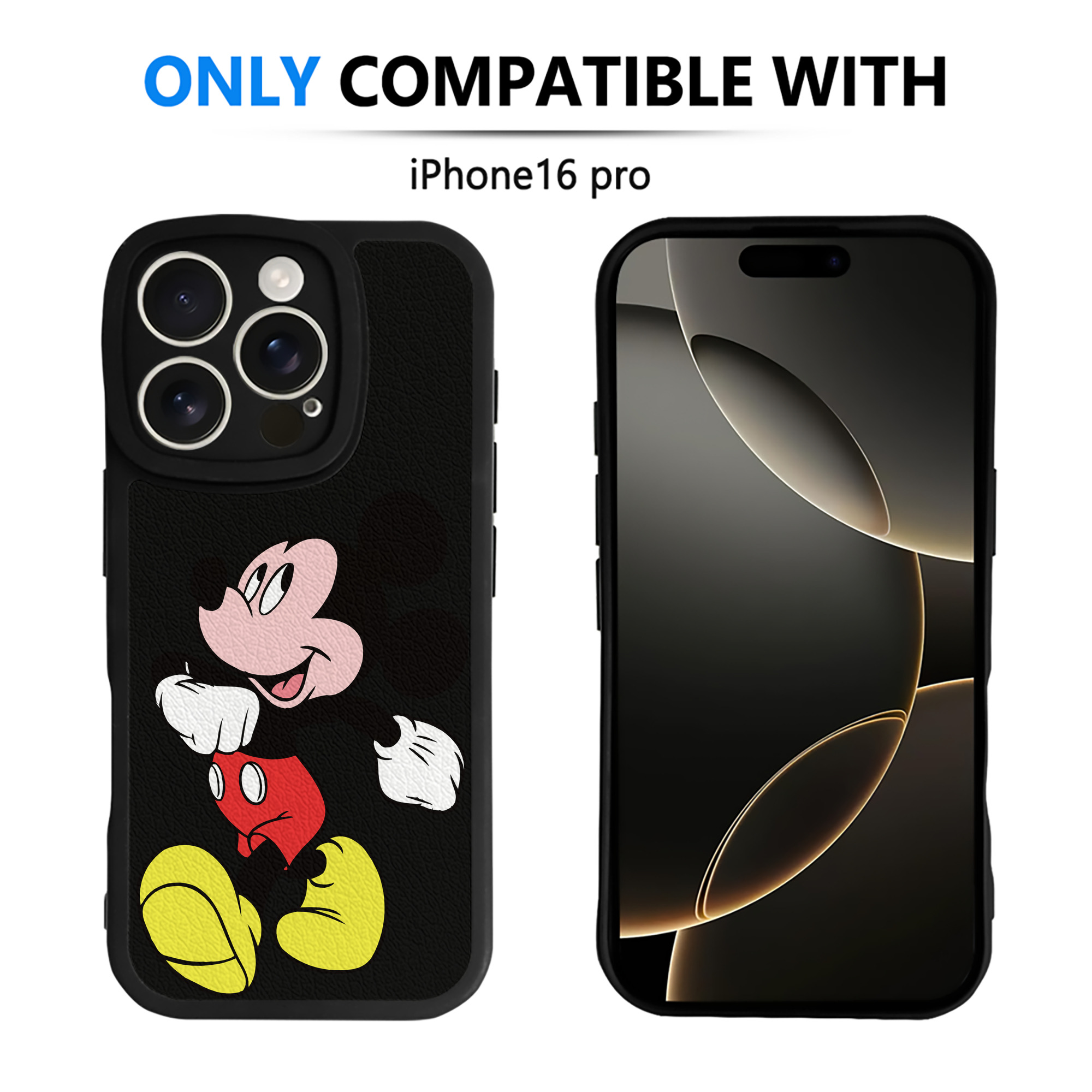（画像用） ミッキーマウス Mickey Mouse 【iPhone 16シリーズ対応】シリコンスマホケース（レザー調） 材質：シリコン